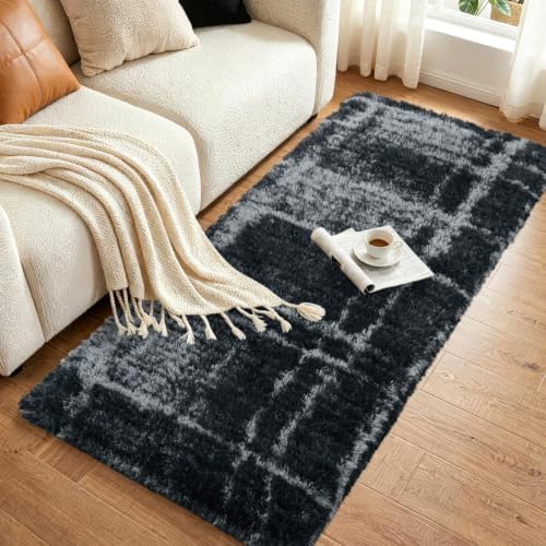 Noahas 2x6 Grey Fluffy Soft Runner Rug Non-Slip for Bedroom Dorm Hallway - Image 3
