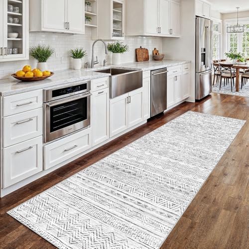2x8 Runner Rug Washable Moroccan: Non Slip Kitchen Long Floor Mat Grey by Ksrau
