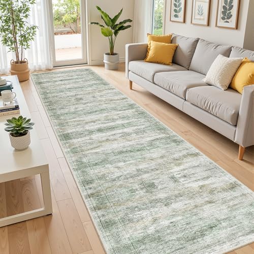 2x12 Runner Rug Non Slip,Washable Hallway Runner Rug,Green - Image 4