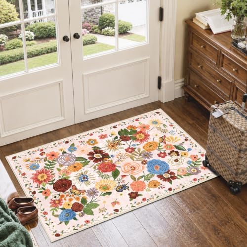 Beige Washable 2x3 Entry Rug, Small Rugs for Kitchen Bathroom Door Mat by WelcometoBabovid
