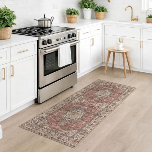 KUTA Vintage Washable Runner Rug 2x5 Runners Terracotta 5ft Hallway Rug - Image 3