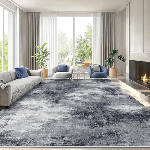 Amada Washable 10'x14' Abstract Area Rug for Living Room Grey - Image 2