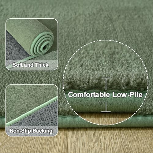 Amearea Sage Green Round Area Rugs 5ft Circle Rugs for Bedroom Living Room - Image 3