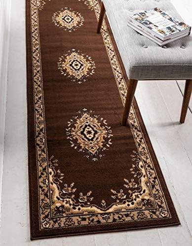 Unique Loom Reza Collection Traditional Persian Style Area Rug, 2 ft 2 in x 8 ft 2 in, Brown/Ivory by UniqueLoom