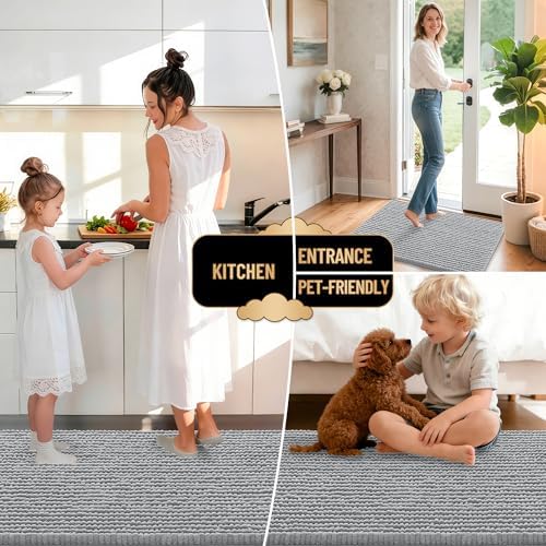 OLANLY Thick Chenille Large Bathroom Rugs Mats 70x46, Light Grey - Image 6
