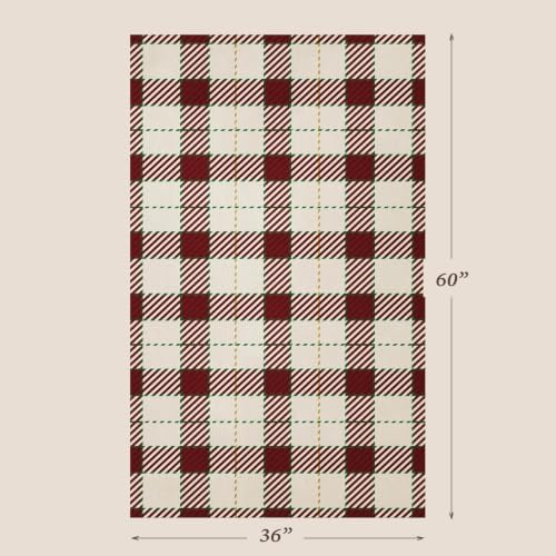 JTJ Easy Jute 3x5 Outdoor Rug for Front Porch, Red & White Plaid, Washable - Image 2