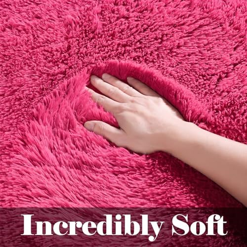 ONASAR Hot Pink Rugs for Living Room Bedroom, Fluffy 5x8 Bedside Area Rug, Soft Plush Shaggy Indoor Floor Carpet for Nursery Kids Girls Boys Teen Dorm Home Office Decor Aesthetic - Image 2