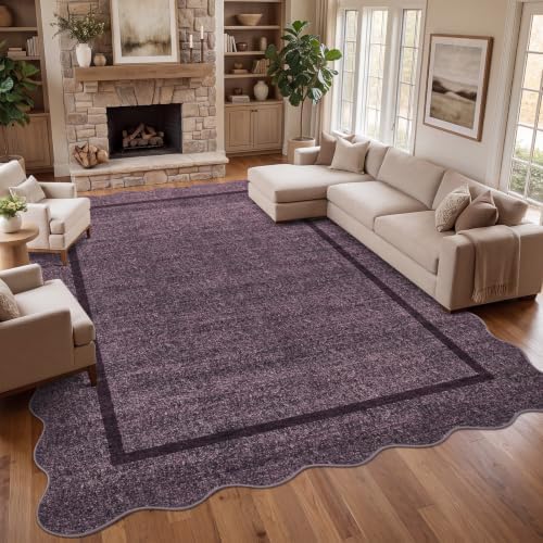GarveeHome Scalloped Washable Area Rug 4x6 Non Slip Entry Rug, Purple by GarveeHome