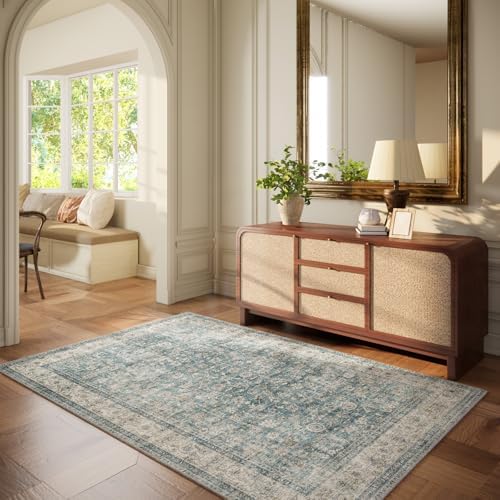 Machine Washable Entryway Throw Rug: Door Mat Indoor Entrance 3x5 Rug Boho Small Area Rug Non-Slip Low Pile Kitchen Rug for Front Door Indoor Entrance Entry Kids Room - Image 2