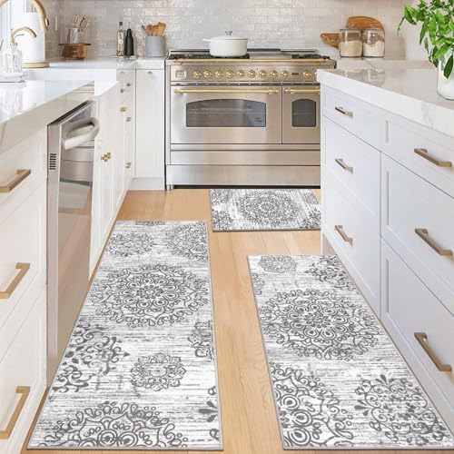 HEBE Boho Kitchen Rugs Set of 3, Non Slip Washable Kitchen Mats for Floor - Image 5
