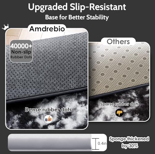 Amdrebio Black White Grey Large Fur Rug 8x10 for Living Room Bedroom Carpet - Image 5