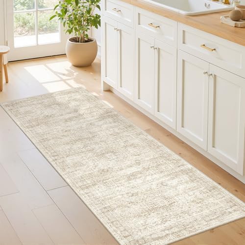 2x5 Rug Runners for Hallways Non Slip,Kitchen Rugs,Beige by Restydon