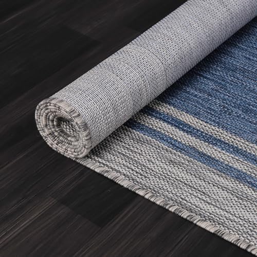 Luul Home Bordered Outdoor Rug 8x10 Washable Outside Carpet for Indoor Patio Porch Waterproof Easy Cleaning Non Shedding Area Rugs Navy 8 x 10 - Image 6