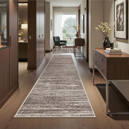 2x10 Runner Rug Non Slip,Washable Hallway Runner Rug,Brown - Image 3