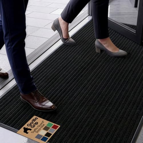GORILLA GRIP Traffic Guard Indoor Outdoor Heavy Duty Door Mat, 60x36 Black by GorillaGrip