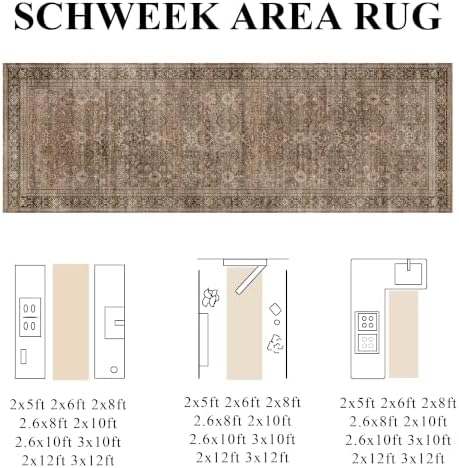 Schweek 2.6x10 Runner Rug Washable Non-Slip Hallway Rugs for Kitchen Brown - Image 2