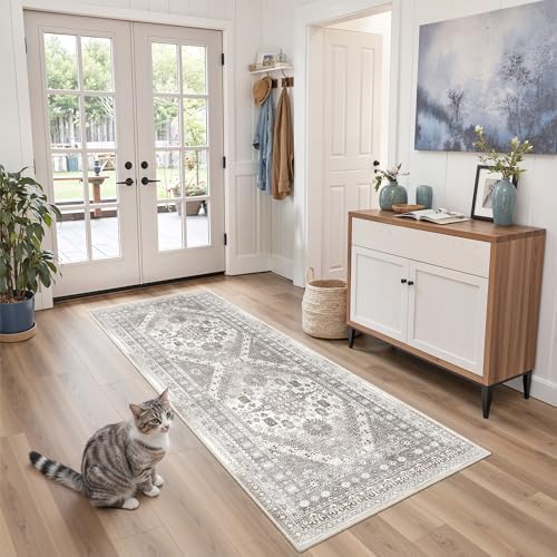 zesthome 2x5 Rug Runners for Hallways Non Slip,Kitchen Rugs,Brown by Zesthome