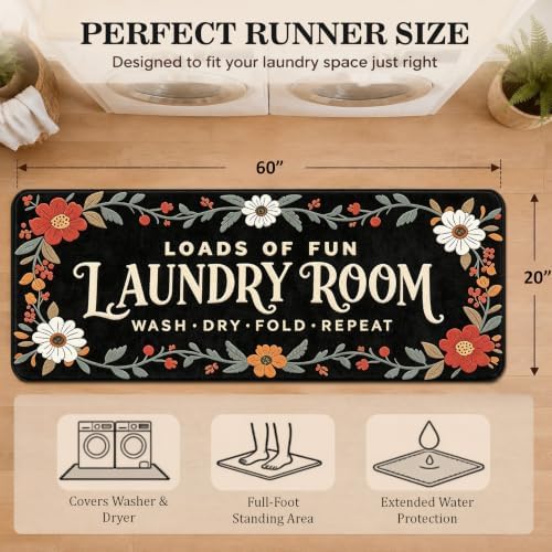 Soft Laundry Room Rug Runner, 20"x60", Washable, Non-Slip Thick Mat - Image 2