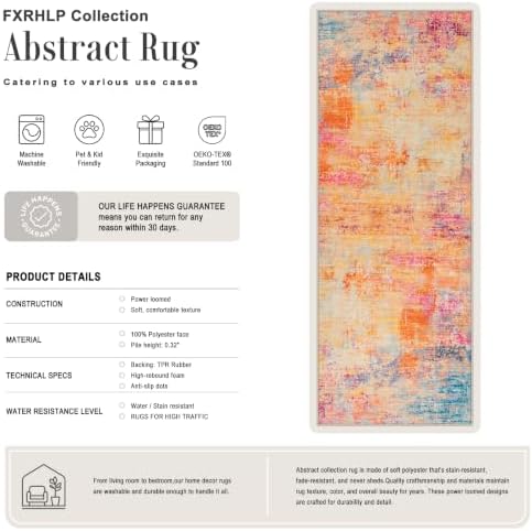 2.6x8 Washable Runner Rug：Modern Abstract Soft Carpet Galaxy Haze - Image 2