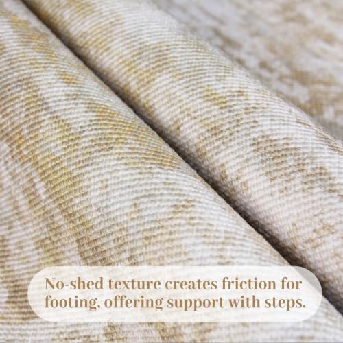Washable Carpet Runners for Hallway 8ft-Non Slip Floor Runners for Dogs, Abstract Hallway Runner Rug with ‌Silicone Backing, Stain Resistant Rug for Indoor High Traffic,2.6x8,Beige/Yellow - Image 2