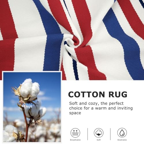 IOHOUZE Patriotic Striped Door Mat 2.3x3.6, Washable, Red White Blue - Image 4