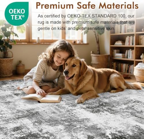4x6 Ft Abstract Washable Area Rugs for Living Room Grey - Image 6
