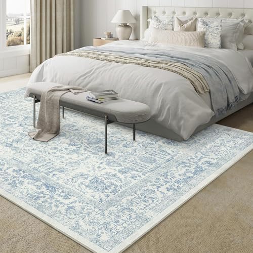 PureCozy Blue Area Rug 7x10 Vintage Floral - Image 6