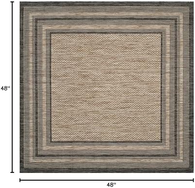 SAFAVIEH Courtyard Outdoor Square Rug 4', Natural & Black CY8475-37312 - Image 2