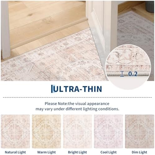 Garvee Pink Boho Washable 2x3 Rug for Entryway Door Mat - Image 4