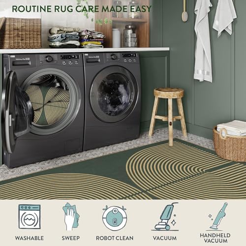 Lahome Modern Rainbow Green Entryway Rug, 3x5 Washable Outdoor Porch Rug - Image 5