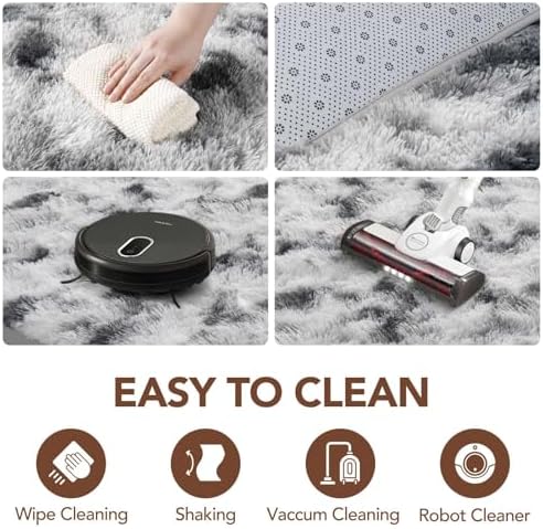 6x9 Non-Slip Fluffy Area Rugs For Living Room (Black and White) - Image 6