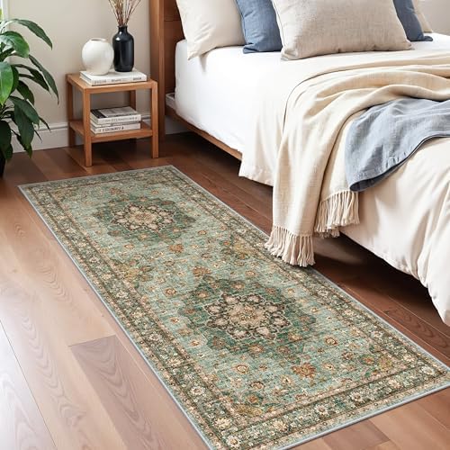 Washable 2x5 Hallway Runner Rug: Vintage Floral Water Resistant Kitchen Rug - Image 4