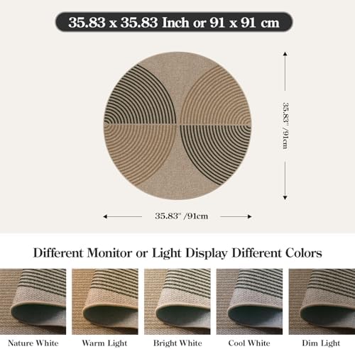 Lahome Modern Rainbow Small Round Rug 3ft, Circle Washable Kitchen Rug - Image 2