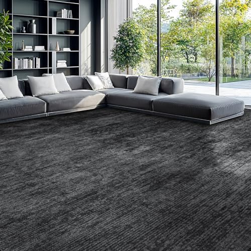 8x10 Washable Area Rug, Black Solid Area Rugs for Living Room & Bedroom - Image 4