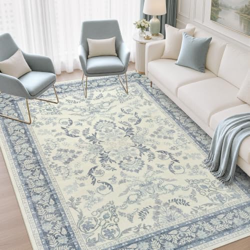 DCX Blue and Beige Washable 6x9 Rug - Image 3