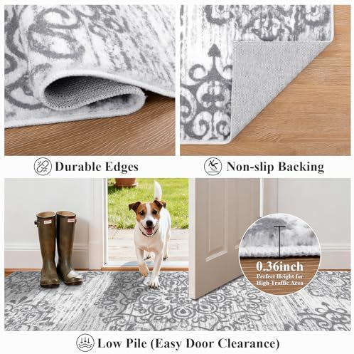 HEBE Hallway Runner Rug 3'x16', Washable Non Slip Kitchen Rug Runner - Image 4