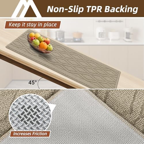 COSY HOMEER Kitchen Rugs Sets of 2 Non-Slip Washable,60x24Inch/35X24Inch - Image 3