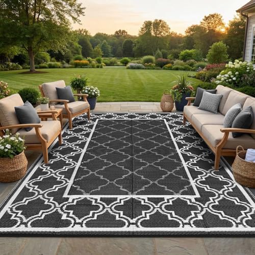 Garvee Reversible Outdoor Rug 10x14, Waterproof Outdoor Plastic Rug, Porch - Image 2