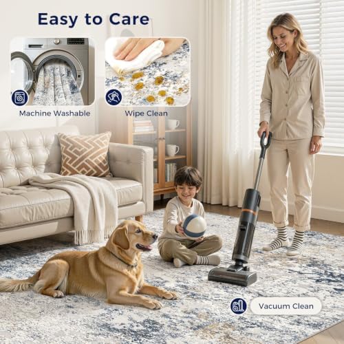 DMOYEST Area Rug Living Room Rugs 9x13 Washable Abstract Beige Blue Carpet - Image 6