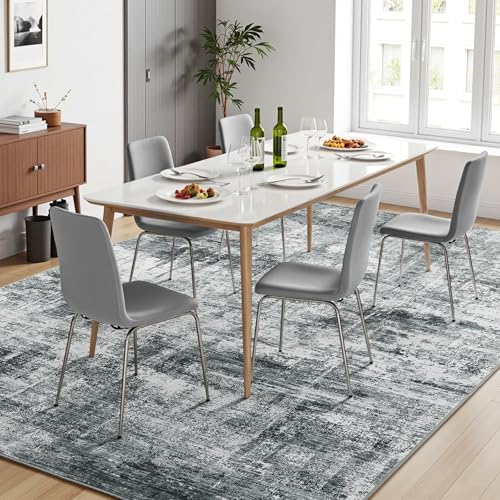 9x12 Area Rug for Living Room, Abstract Washable Non-Slip Large Rugs, Grey - Image 6