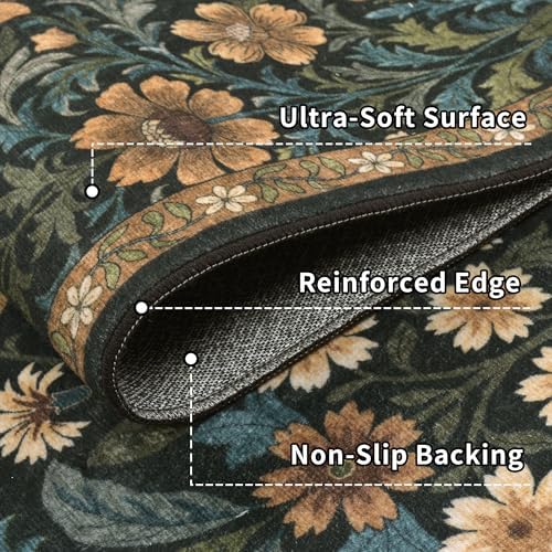 Floral Area Rug 5x8 Washable Botanical Carpet for Living Room - Image 5