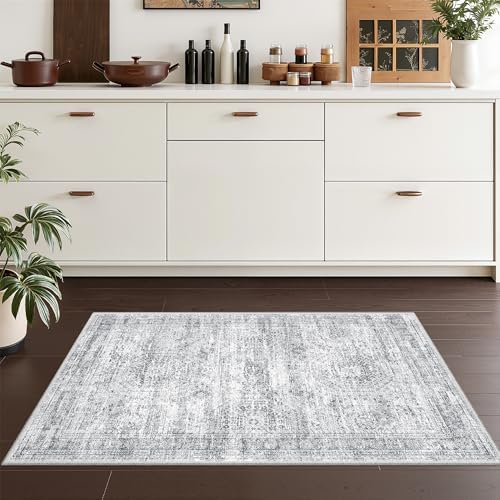 2x3 Rug Non Slip, Small Washable Entryway Rug,Grey - Image 5