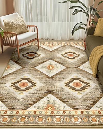 BESTSWEETIE 6'x8' Washable Area Rug for Living Room Bedroom Cream/Camel - Image 2