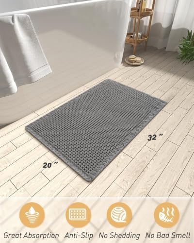 Upgraded Waffle Bath Mat Ultra Absorbent Non Slip Bathroom Mat, 20" x 32" - Image 2