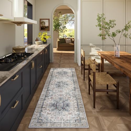 Machine Washable Kitchen Runner Rugs: 2'6"x8' Hallway Runner Rug Non Slip Low Pile Stain Resistant Soft Carpet Runners for Hallways Indoor Entryway Kitchen Laundry Room Beside Farmhouse - Image 2