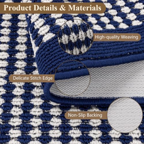 Ileading Kitchen Mat Sets 3 Piece Washable Navy Kitchen Floor Runner Rugs - Image 4