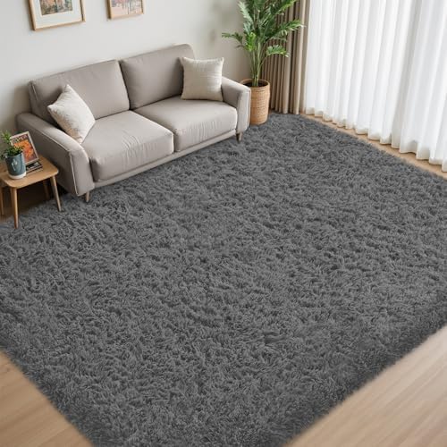 8x10 Area Rug for Living Room,Dark Gray Fluffy Shag Non-Slip Bedroom Rugs - Image 2