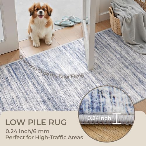 2x12 Runner Rug Non Slip,Washable Hallway Runner Rug,Blue - Image 6