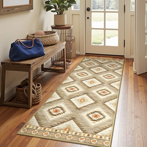 BESTSWEETIE 2'x5' Washable Area Rug for Living Room Runner Cream/Camel - Image 6