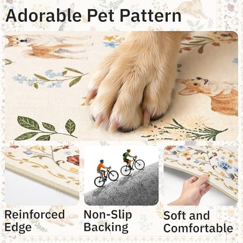 Soalmost Dog 9x12 Area Rugs for Living Room, Washable Animal Soft Rug Beige - Image 6